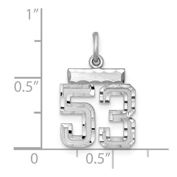 Sterling Silver, Varsity Collection, Small D/C Pendant, Number 53 - Picture 3 of 4